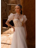 Strapless Ivory Lace Dotted Tulle Wedding Dress With Jacket